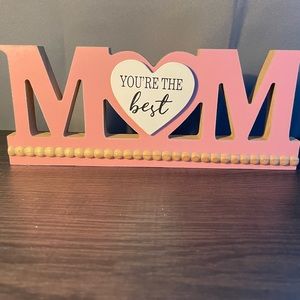 MDF MOM TABLE DECOR WITH BEADS , PINK MOM TABLE DECOR  . SIZE 8.5"